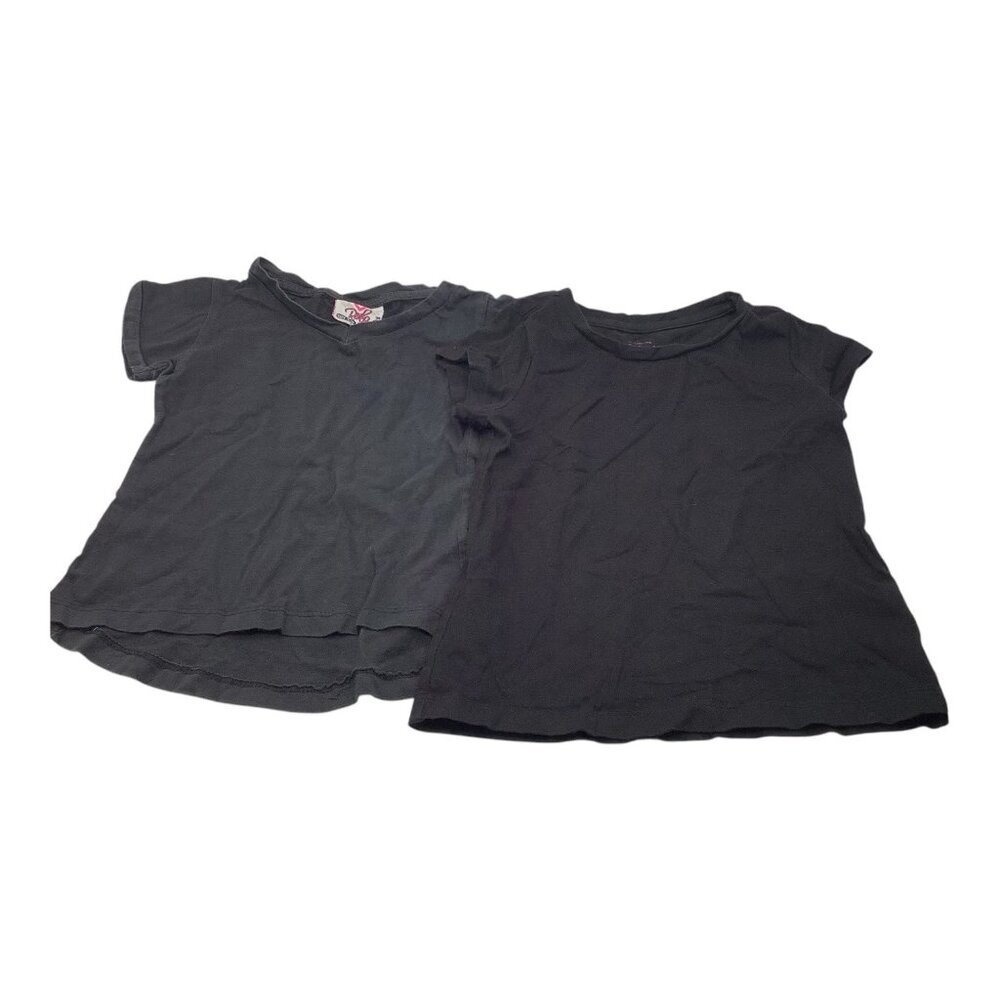 Girls Lot 2pc Shirts Size XS/S 4-6  Black Short Sleeve Faded Glory & Real Love